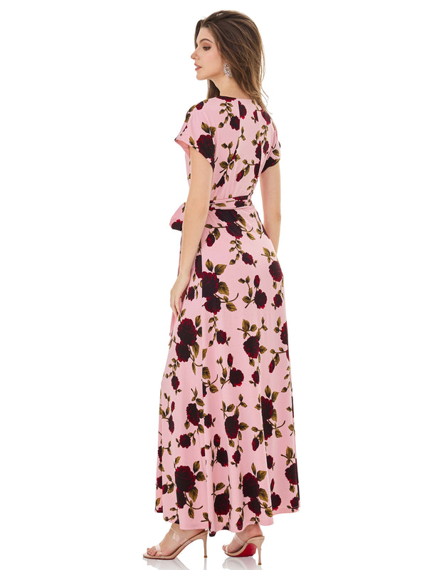 Dawn Pink Rose Print Wrap Dress