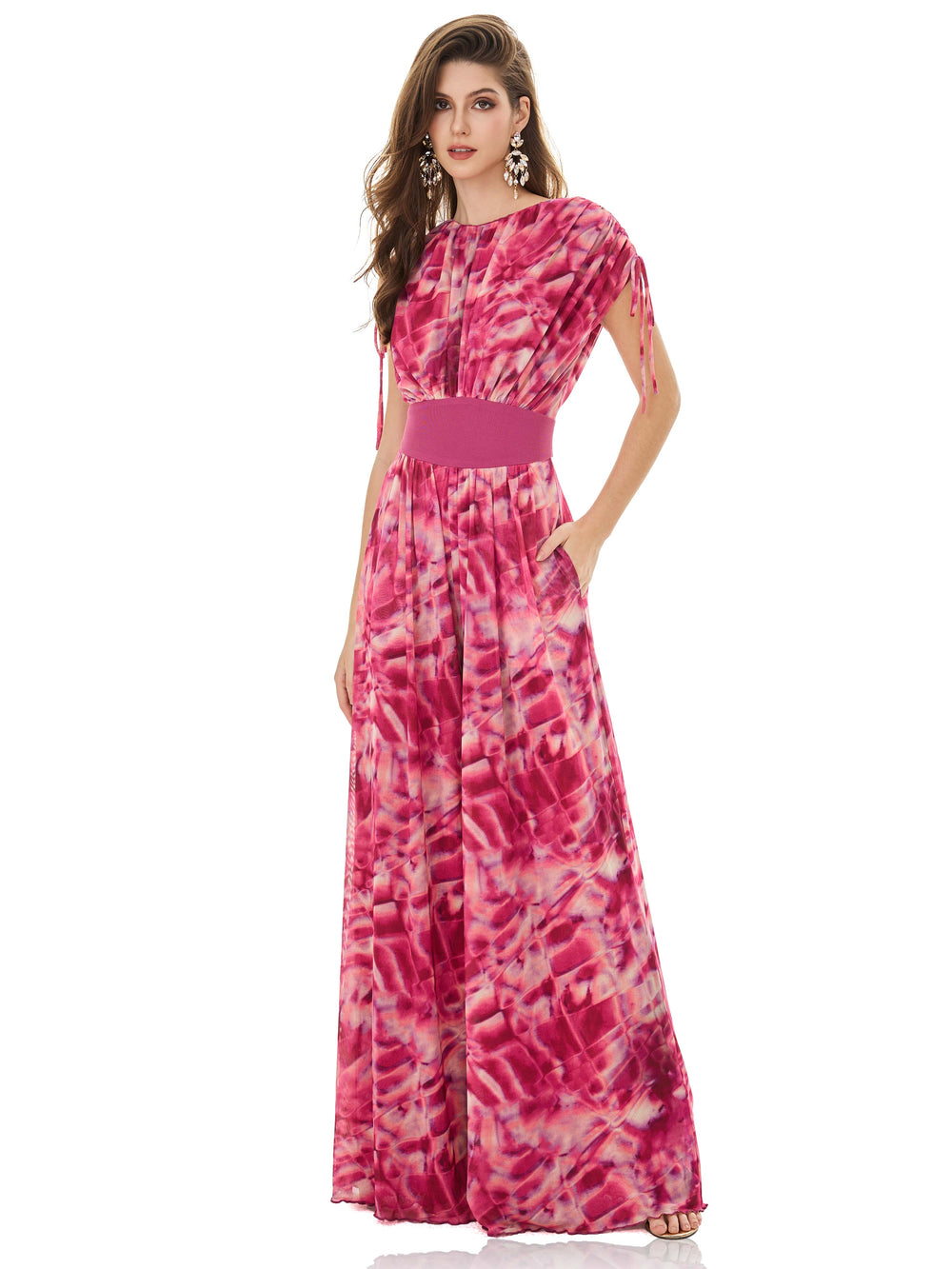 Magenta Dream Watercolor Print Jumpsuit