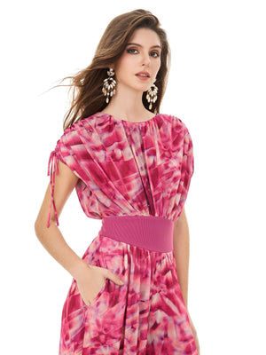 Magenta Dream Watercolor Print Jumpsuit