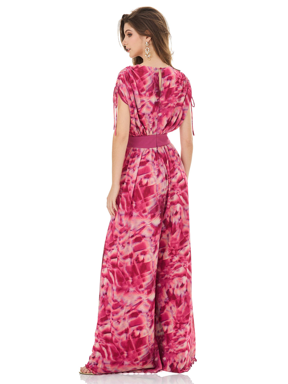 Magenta Dream Watercolor Print Jumpsuit