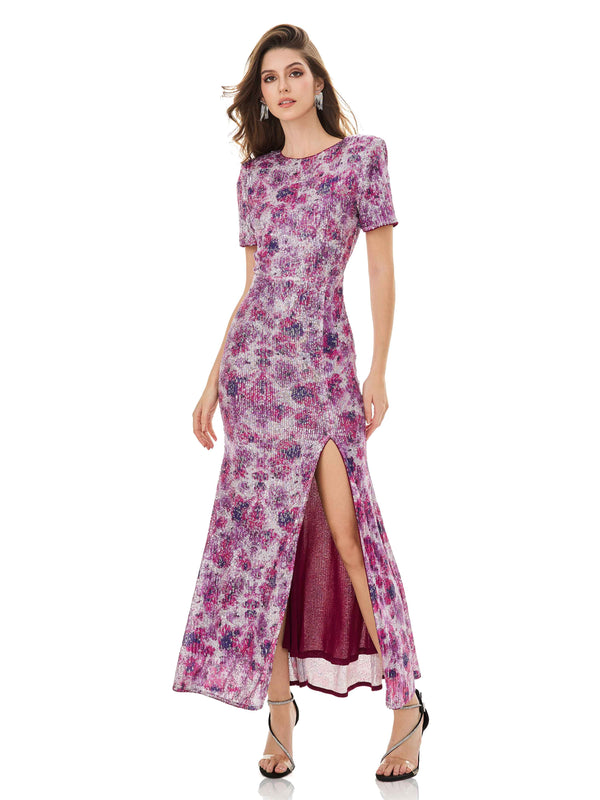 Amethyst Hues Sequined Maxi Dress