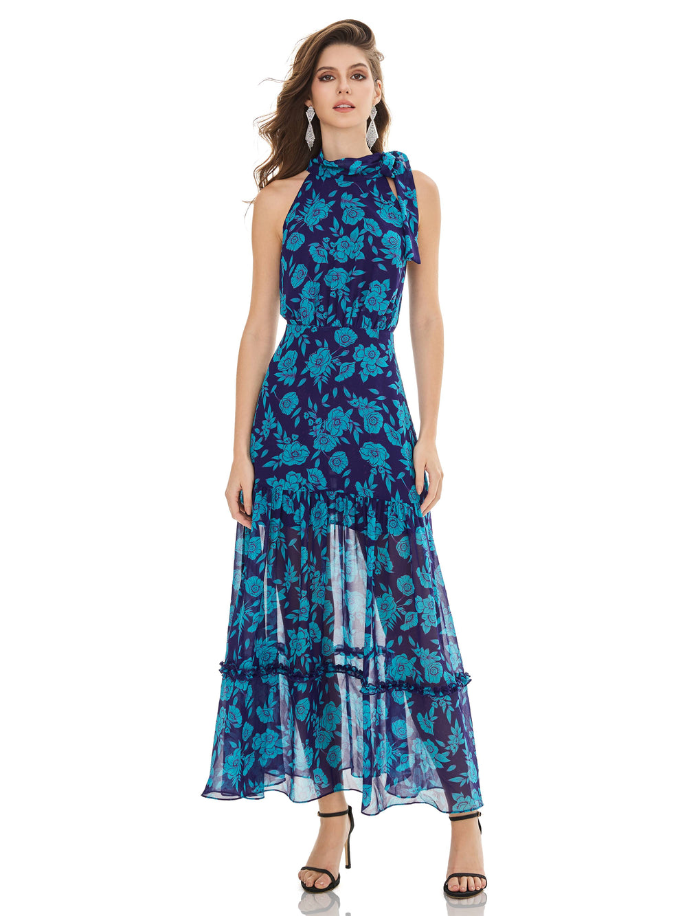 Azure & Crimson Print Dress
