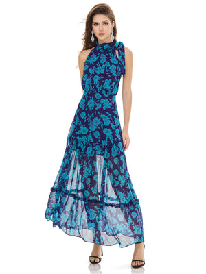 Azure & Crimson Print Dress