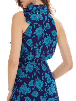 Azure & Crimson Print Dress