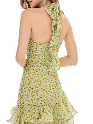 Chartreuse Ruffle Dress