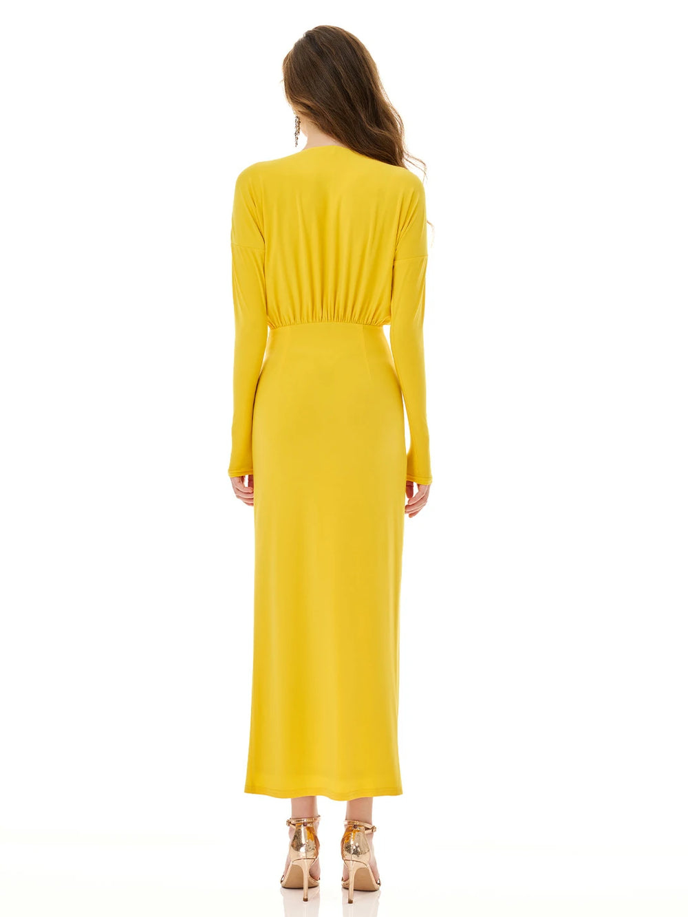 Vibrant Yellow Twist Front Dress