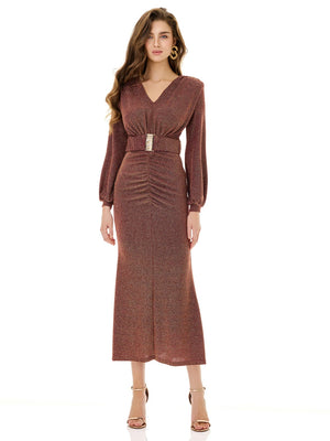 Sparkling Copper Belted Gown