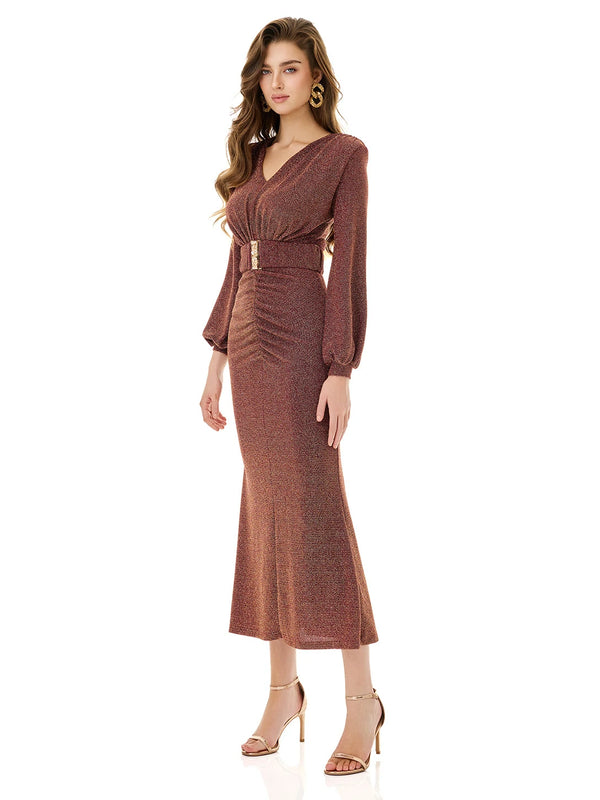 Sparkling Copper Belted Gown