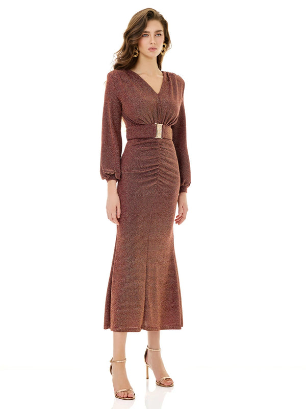 Sparkling Copper Belted Gown