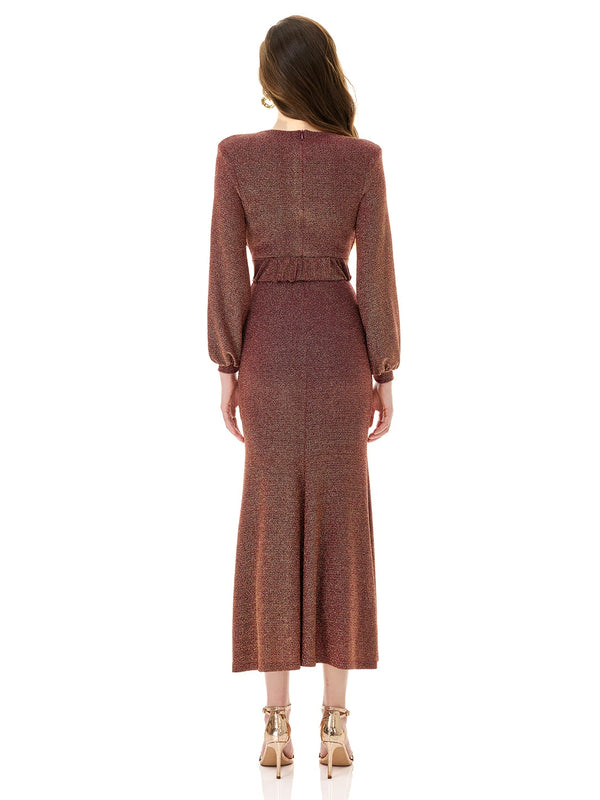 Sparkling Copper Belted Gown