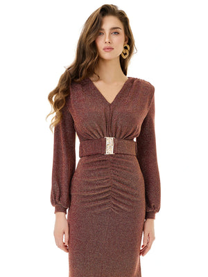 Sparkling Copper Belted Gown