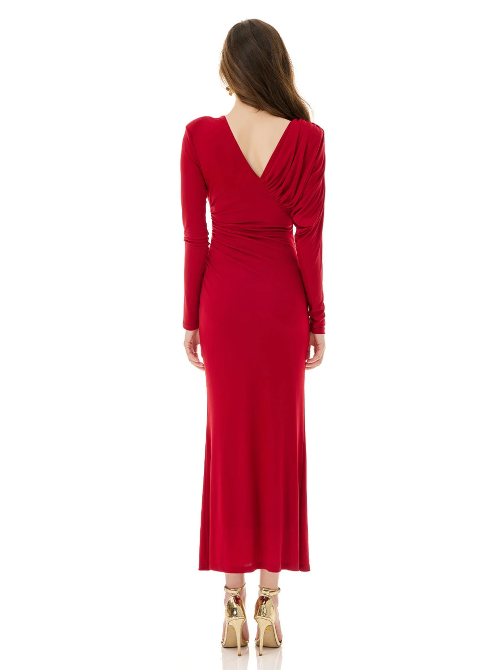 Jewel Red Draped Dress