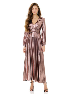 Rose Gold Metallic Maxi Dress