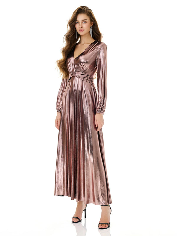 Rose Gold Metallic Maxi Dress