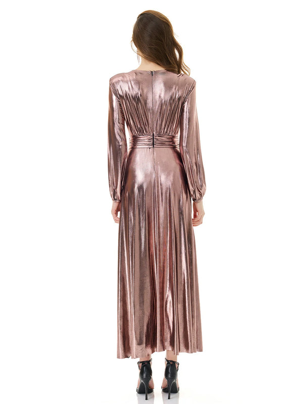 Rose Gold Metallic Maxi Dress