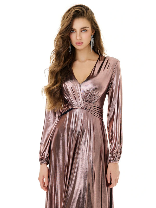 Rose Gold Metallic Maxi Dress