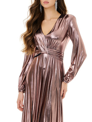 Rose Gold Metallic Maxi Dress