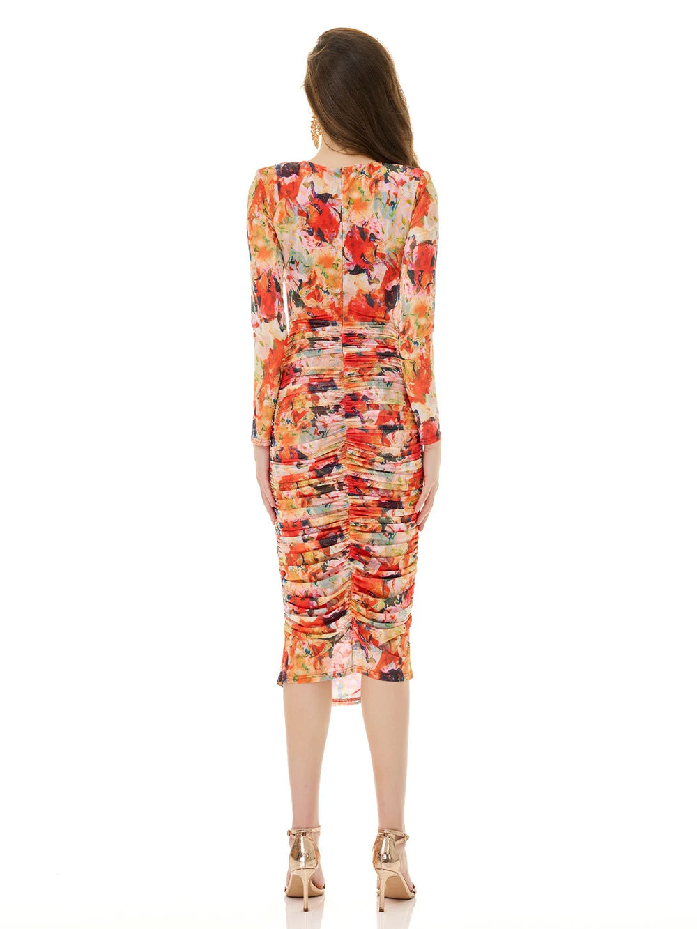 Colorful Ruched Midi Dress