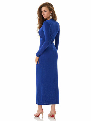 Model showcasing Blue Glitter Evening Dress by MAJOR CRUSH-2