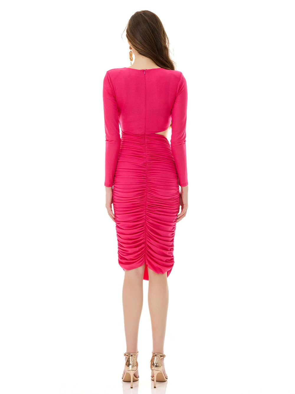 Hot Pink Ruched Dress