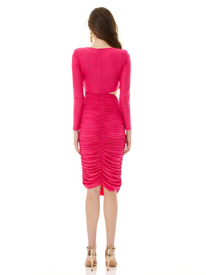 Hot Pink Ruched Dress