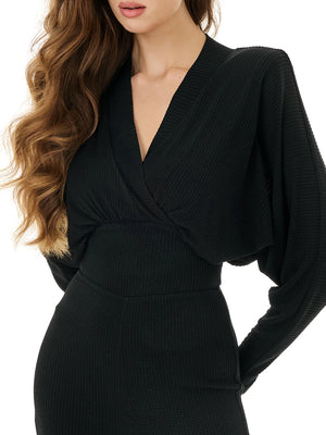 Onyx Draped Flare Jumpsuit