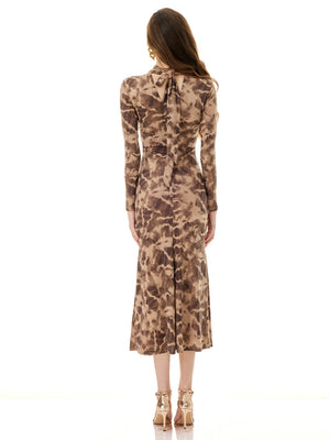 Taupe Abstract Print Dress