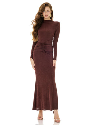 Shimmering Brown Maxi Dress