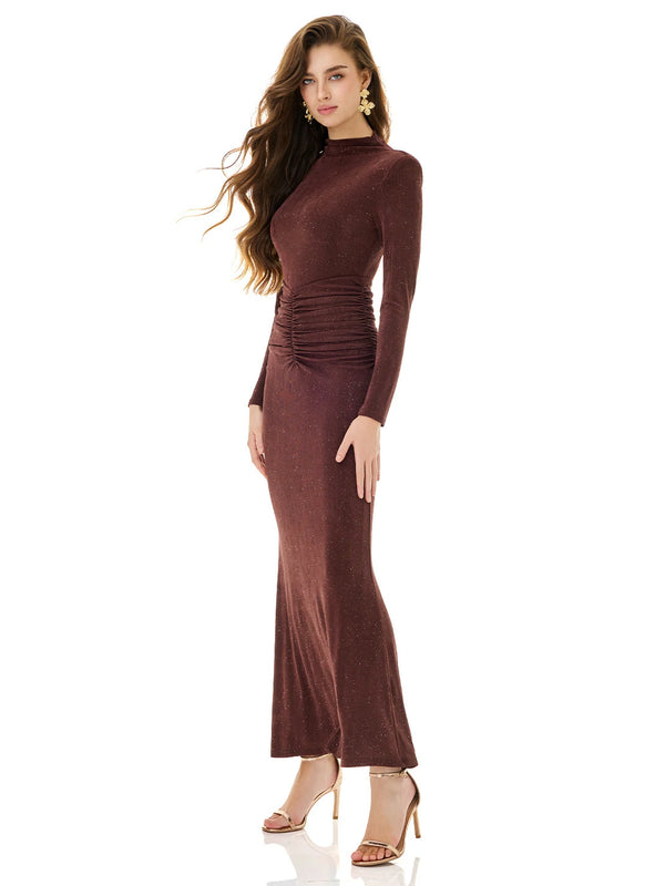 Shimmering Brown Maxi Dress
