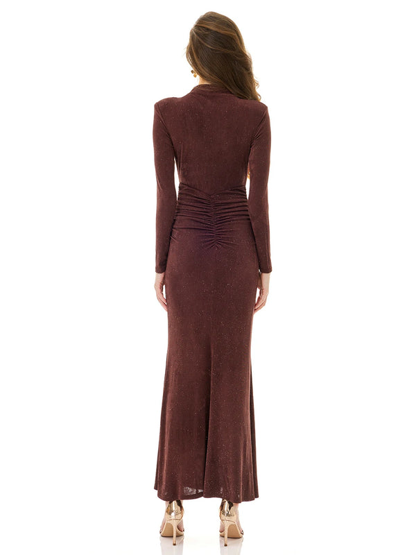 Shimmering Brown Maxi Dress