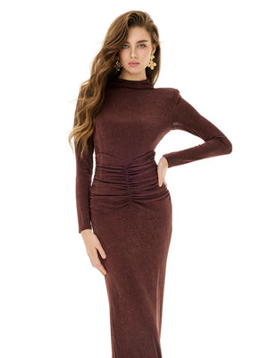 Shimmering Brown Maxi Dress