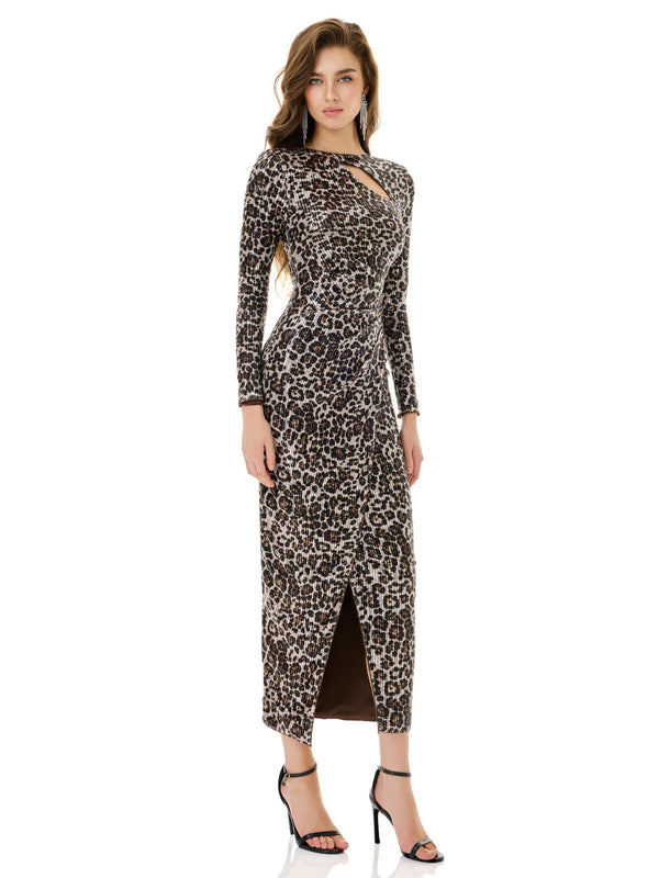 Dark Brown Leopard Print Dress