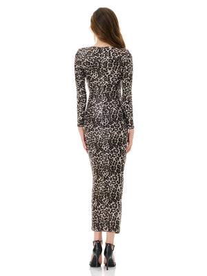 Dark Brown Leopard Print Dress