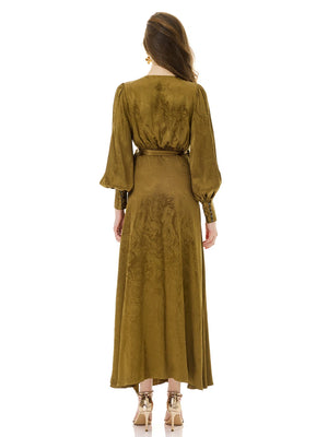 Bronze Patterned Wrap Dress