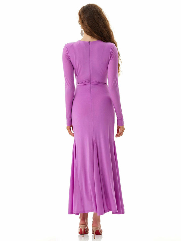 Model in Purple Twist Front Midi Dress by MAJOR CRUSH（2）