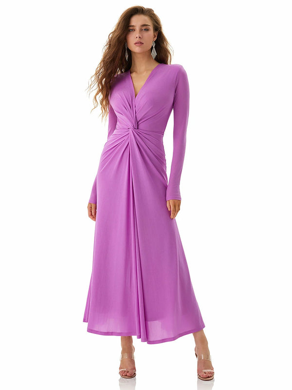 Model in Purple Twist Front Midi Dress by MAJOR CRUSH（5）