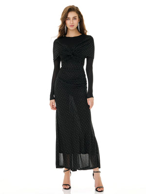 Ebony Shimmer Ruched  Maxi Dress