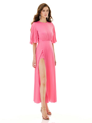 Radiant Pink Pleated Dress