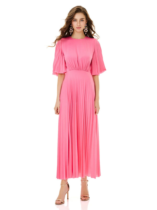 Radiant Pink Pleated Dress