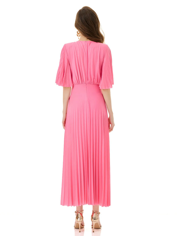 Radiant Pink Pleated Dress
