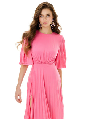 Radiant Pink Pleated Dress