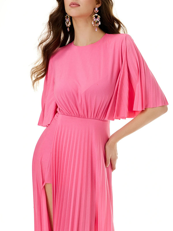 Radiant Pink Pleated Dress