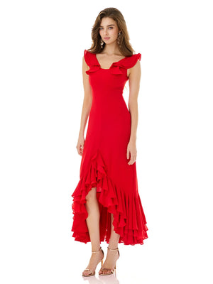 Crimson Passion Cascade Gown