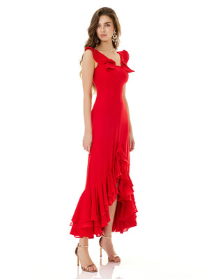 Crimson Passion Cascade Gown