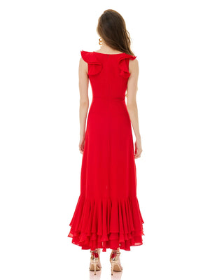 Crimson Passion Cascade Gown