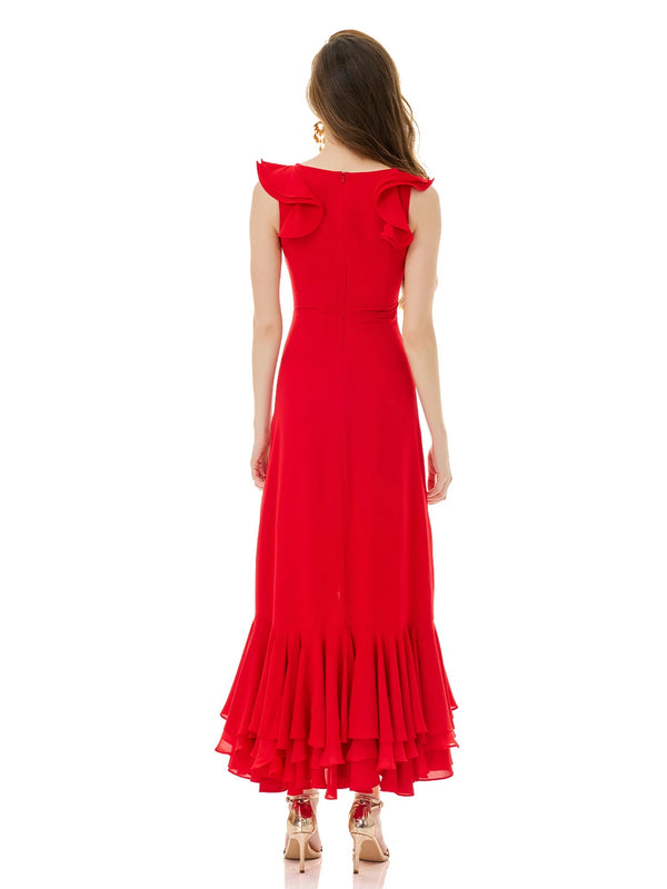 Crimson Passion Cascade Gown