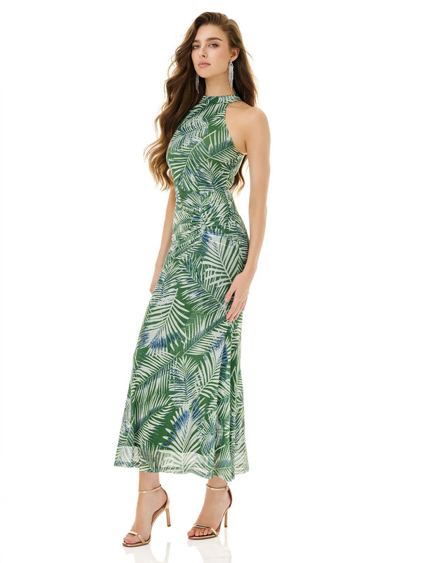 Vibrant Palm Print Dress