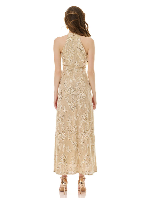 Pale Gold Lace Embellished Dress
