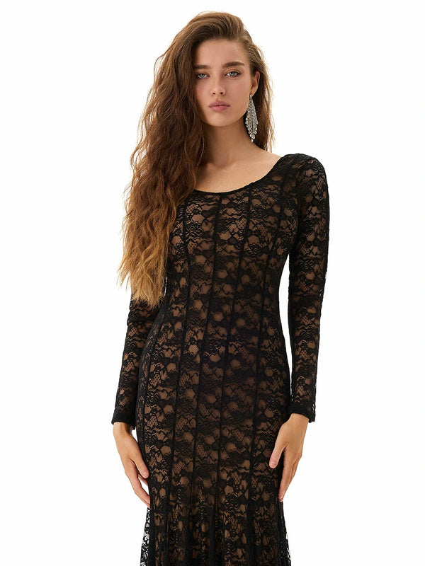 Midnight Lace Jacquard Maxi Dress