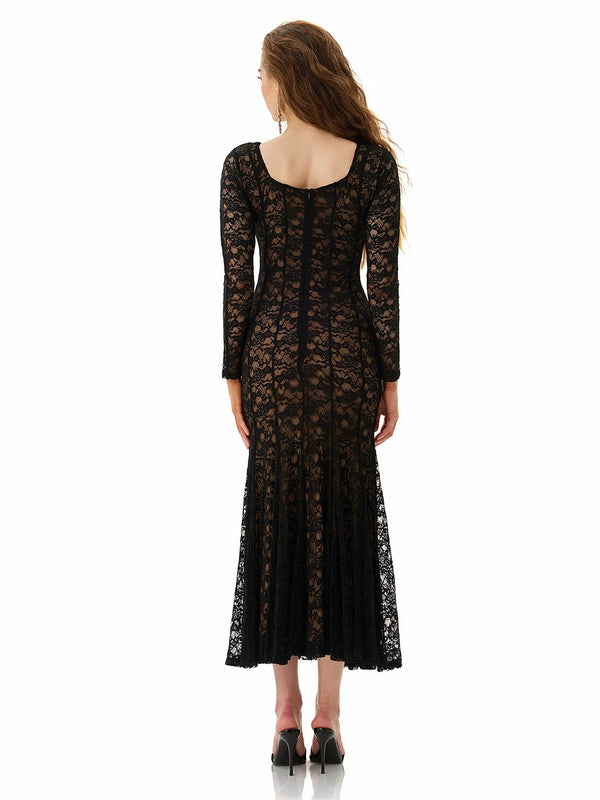Midnight Lace Jacquard Maxi Dress